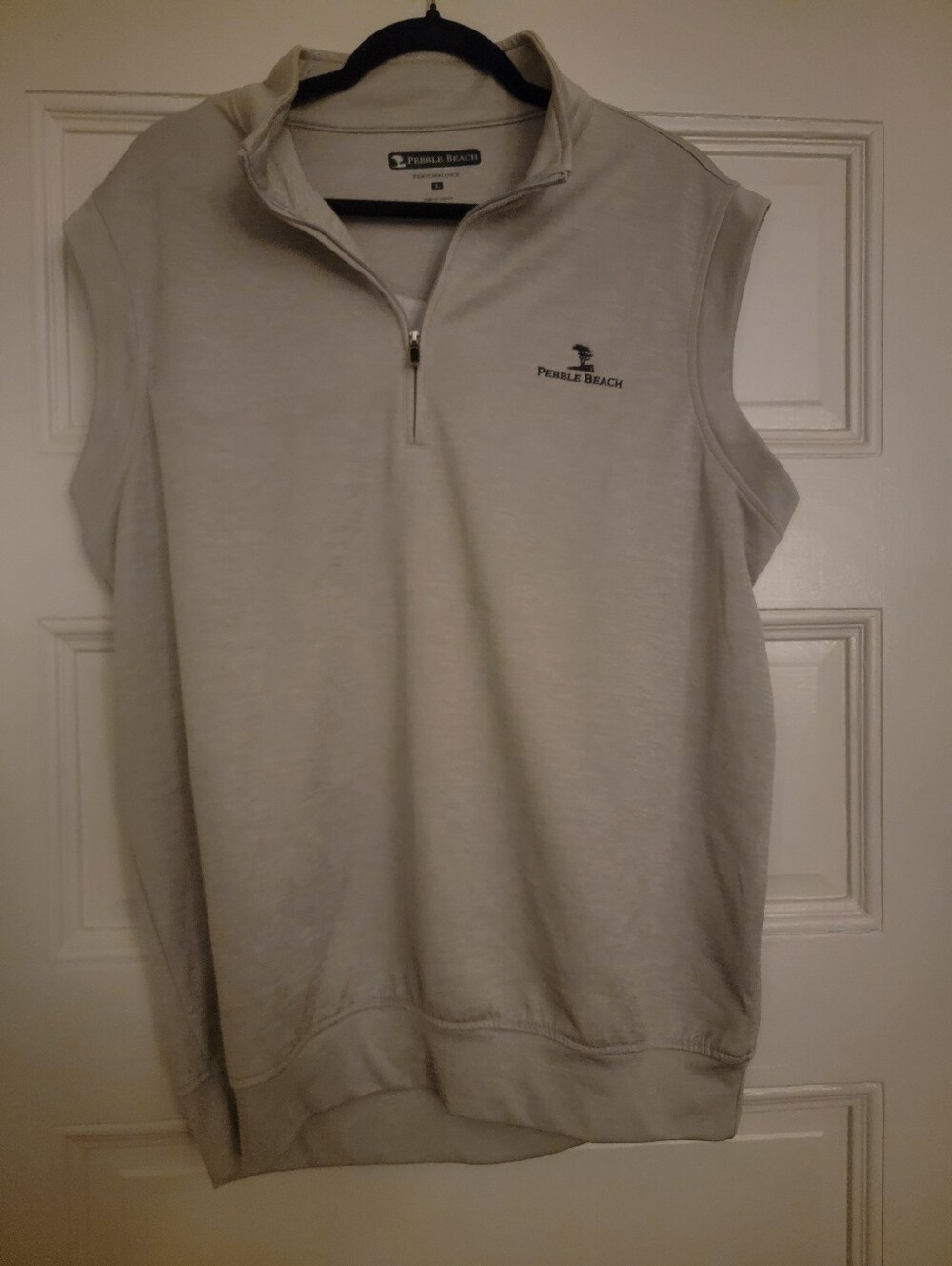 Pebble Beach Men's Light Gray Sleeveless Quarter-Zip Pullover